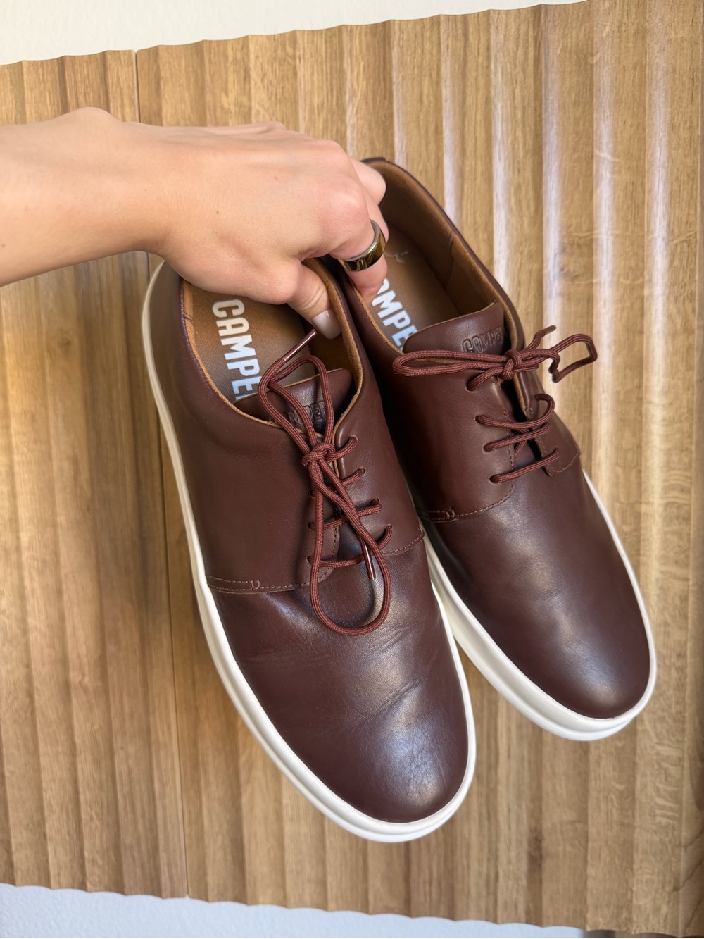 CAMPER Brown Leather Lace Up Sneaker Shoes Chasis